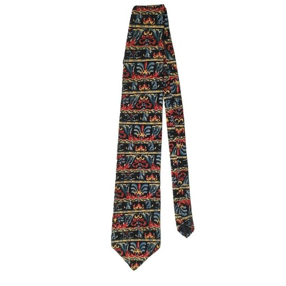Metropolitan Museum Of Art Silk Necktie Horizonal Pattern Blue Red Gold Tribal - Picture 2 of 8